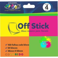 Bloco Adesivo Off Stick Cores Neon 38x50mm (Pacote Com 4 Blocos) - comprar online