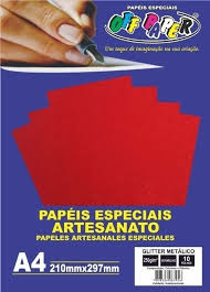 Papel Especial para Artesanato com Glitter Vermelho A4 180g/m² - 5 Folhas - comprar online