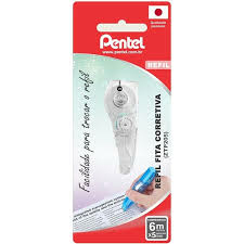 Refil Para Fita Corretiva Pentel ZTP205 - 6m x 5mm - JHL Variedades Papelaria