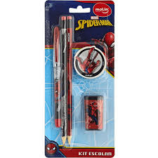 Kit Escolar Spider-Man com 2 Lápis, Borracha e Apontador Molin - comprar online