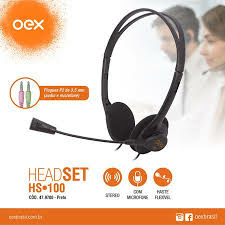 Headset OEX HS-100 C/ Microfone Controle De Volume - Preto - comprar online