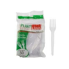 Garfo Refeição Branco - 50 Unidades - Plastilânia