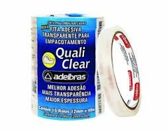 Fita Adesiva Transparente Para Empacotamento Quali Clear Adelbras 12mm x 40m