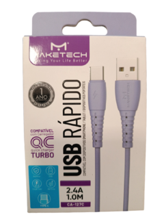 CABO USB\TIPO C 2.4A 1MT LILÁS (CA127C) - comprar online