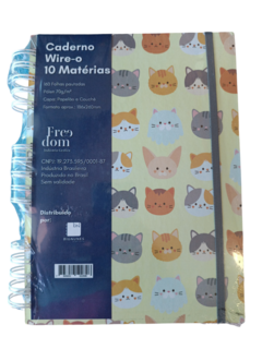 Caderno Wire-o 10 Matérias Freedom com 160 Folhas - Modelos Love e Gatos - comprar online