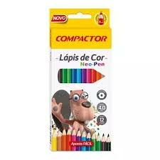 Lápis De Cor Compactor Neo-Pen Com 12 Cores