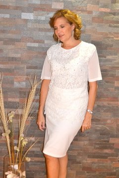 Blusa blanca encaje y strass - Ideal Novia de Civil - comprar online