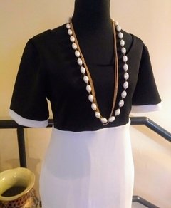 Vestido Miriam Corsage Negro falda Blanca - comprar online