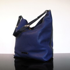 cartera de cuero azul hobo