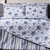 Kit Colcha Cobre Leito Casal e 2 Porta-travesseiros Dupla-Face Floral e Listrado Azul na internet