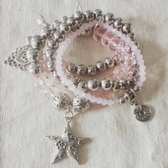 Conjunto de pulseritas de cristal rosa - comprar online