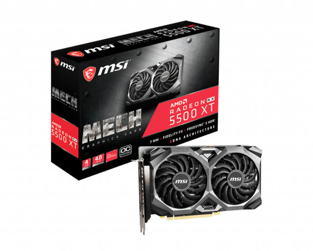 PLACA VGA 4GB RX 5500 XT MSI MECH 4G OC DDR6 - comprar online