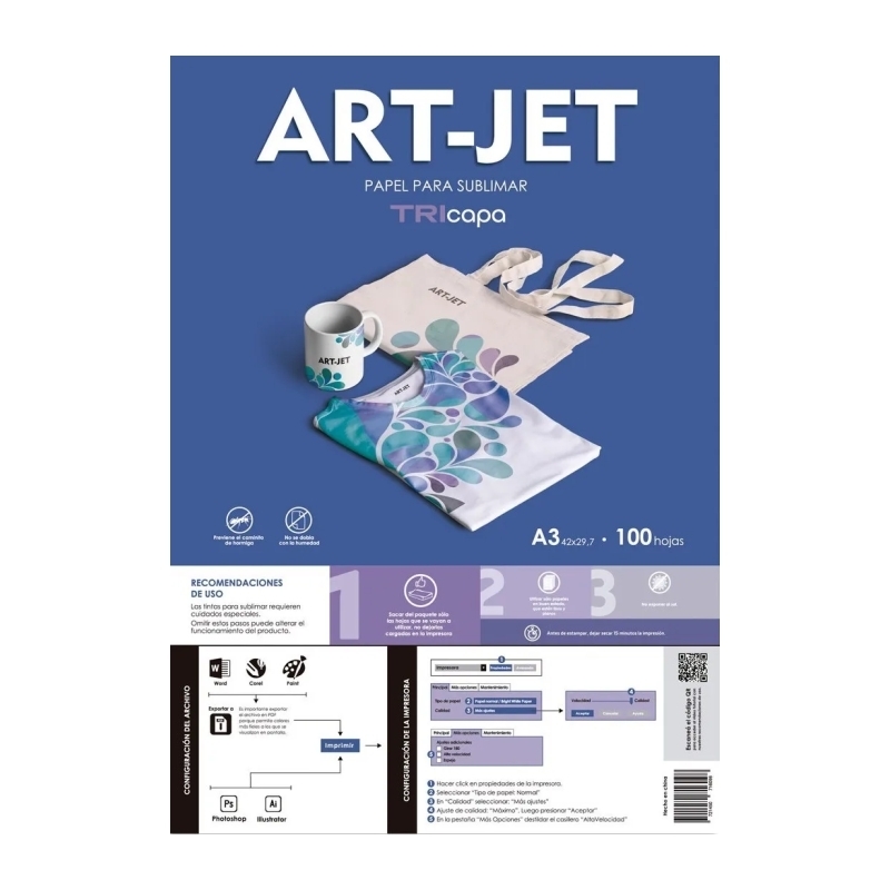 Papel Para Sublimacion Tricapa Art-Jet A3 - 100 hojas - Sumser