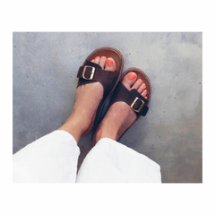 BIRKEN en cuero choco 1 hebilla