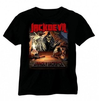 CAMISETA JACKDEVIL - "Unholy Sacrifice" (inclui poster promocional da banda + adesivo Jackdevil logo)