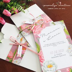 Convite de casamento floral peônias