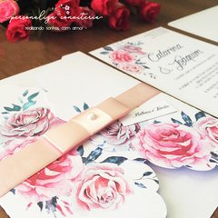 Convite de casamento floral romântico
