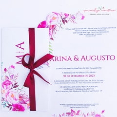 Convite de casamento rosê [duas dobras] - comprar online