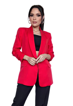 BLAZER ROJO FRANCY LEON MANGA RECOGIDA - FRANCY LEON Diseñadora de Modas