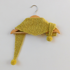 Mini Bufanda Pompones amarillo - EntramadoSur. Moda infantil sostenible