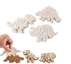 P17 Cortador Biscoito 3d Dinossauro Pasta Americana Kit C/ 3 Pçs