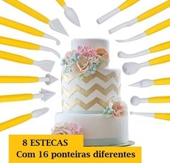 D05 Kit Com 8 Estecas Pasta Americana Biscuit com 16 Modelos Pontas - loja online