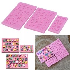 Kit Com 3 Moldes De Silicone Letras E Números (alfabeto) M08B