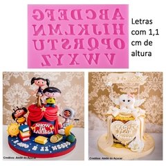 M139 Molde de Silicone Mini Alfabeto Letras Maiúsculas Pasta Americana