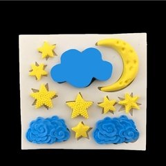 M95 Molde Silicone Nuvem Estrela Lua Pasta Americana Biscuit