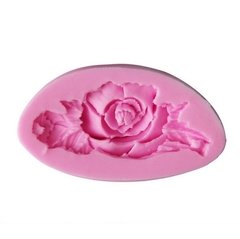 Molde De Silicone Rosa Com Botão E Folhas - Para Confeitaria - comprar online