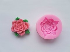 Molde De Silicone Rosa Com Folhas - Para Confeitaria