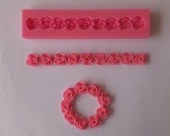 M107 Molde De Silicone Cordão De Rosas - Para Confeitaria