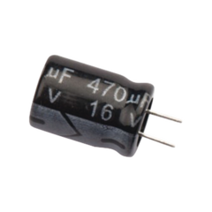 SYSCOM Capacitor Electrolítico de Aluminio, Radial de 470 µFd, 16 Vcc, 105 °C, 8.0 x 11 mm. MOD: 0470M0016V