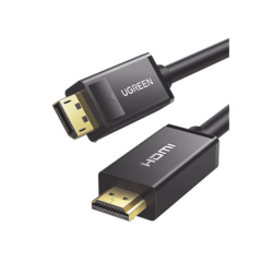 UGREEN Cable DP Macho a HDMI Macho / Longitud 3m / Soporta 4K@30Hz / Soporta 3D / Cobre Estañado 28AWG / Blindaje interno múltiple / Transmisión Unidireccional / Botón de Liberación / Chip de Última Generación 10203