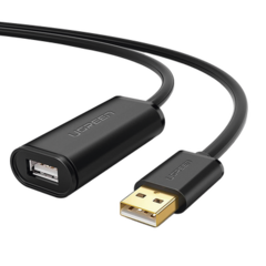 UGREEN Cable de Extensión Activo USB 2.0 / 10 Metros / Macho-Hembra / Booster individual FE1.1S incorporado / Velocidad de hasta 480 Mbps / Ideal para impresoras, consolas , Webcam, etc. 10321