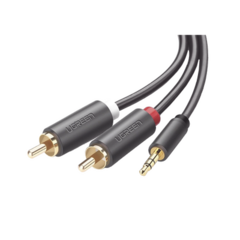 UGREEN Cable Adaptador de 3.5mm Macho a 2 RCA Macho / 3 Metros / Color Gris / Blindaje Múltiple / ABS / Alta Calidad 10512