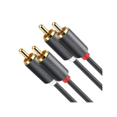 UGREEN Cable de Audio 2 RCA Macho a 2 RCA Macho / 3 Metros / Color Negro / Alta Calidad /Anillos de goma para asegurar un agarre firme al instalar o quitar el cable 10519