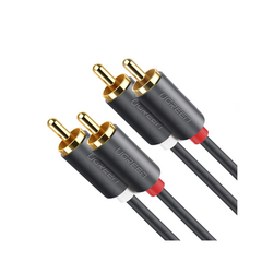 UGREEN Cable de Audio 2 RCA Macho a 2 RCA Macho / 5 Metros / Color Negro / Alta Calidad / Anillos de goma para asegurar un agarre firme al instalar o quitar el cable 10520
