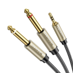 UGREEN Cable de Audio Premium de 3.5 mm a 6.35mm / Blindaje Interior Múltiple / Transferencia de Audio sin Pérdidas / 5 Metros / Caja de Aleación de Zinc / Amplia Compatibilidad. 10619