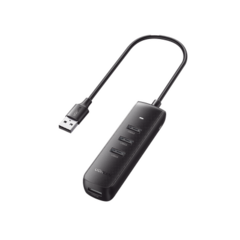 UGREEN HUB USB-A 3.0 4 en 1 | 4 Puertos USB-A 3.0 (5Gbps) | Cable de 25 cm | Indicador Led | Ideal para Transferencia de Datos | Entrada USB-C para alimentar equipos de mayor consumo como discos duros | Color Negro. 10915