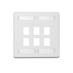 SIEMON Placa de Pared Doble Modular 10G MAX de 6 Salidas, Color Blanco 10GMX-FPD06-02