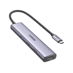 UGREEN HUB USB-C (Docking Revodok) 5 en 1 | 1 USB-A 3.0 (5Gbps) | 2 USB-A 2.0 (5Gbps) | HDMI 2.0 4K@30Hz | USB-C PD Carga 100W | Cable Trenzado Duradero | Carcasa de Aluminio. 15495