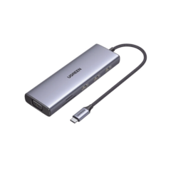 UGREEN HUB USB-C (Docking Station) 9 en 1 | 3 USB-A 3.0 | USB-C PD Carga 100W | HDMI 4K@30Hz | RJ45 (Gigabit Ethernet) | VGA | Lector Tarjetas SD + Micro SD (TF) Uso Simultáneo | Chip de Última Generación | Caja de Aluminio. 15600