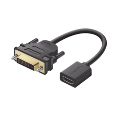 UGREEN Convertidor DVI macho a HDMI hembra / Bidireccional / DVI 24+1 / 1080P@60Hz / Largo 22cm / Negro 20118