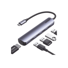 UGREEN HUB USB-C a 4 Puertos USB 3.0 + HDMI 4K@30Hz / USB 3.0 a 5Gbps / Caja de Aluminio / 5 en 1 20197