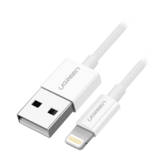 UGREEN Cable USB-A a Lightning / Certificado MFi / 1 Metro / Adecuado para iPhone, iPad y iPod / Carga y Sincronización de Datos / Velocidad de hasta 480 Mbps / 5V 2.4 A / Protección de PVC y Forro de TPE. 20728