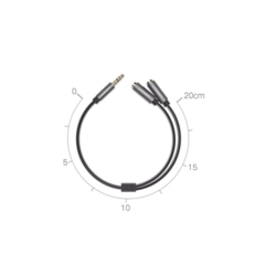 UGREEN Cable Adaptador/Divisor de Audio de 3.5mm Macho a 2 Terminales de 3.5mm Hembra / 25 cm de Longitud / Cable TPE / Color Negro 20816