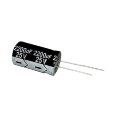 SYSCOM Capacitor Electrolítico en Aluminio, Radial de 2200 µFd, 25 Vcc, 105 °C, 13 x 25 mm. MOD: 2200M0025V