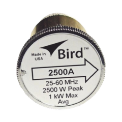 BIRD TECHNOLOGIES Elemento de Potencia en linea 7/8" a 2500 Watt para Wattmetro BIRD 43 en el Rango de Frecuencia de 25 a 60 MHz MOD: 2500A