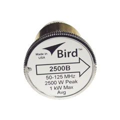 BIRD TECHNOLOGIES Elemento de Potencia en linea 7/8" a 2500 Watt para Wattmetro BIRD 43 en Rango de Frecuencia de 50 a 125 MHz MOD: 2500B